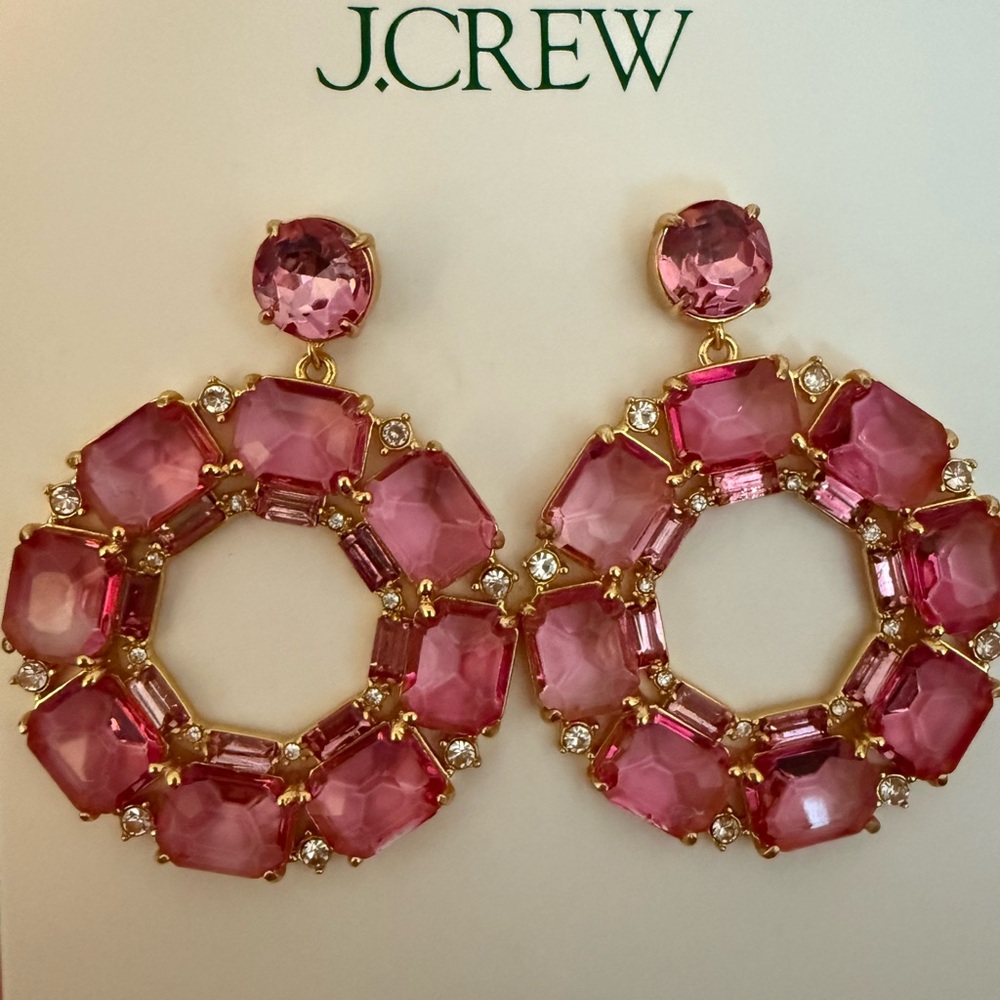 Pink JCrew jewel post earrings
